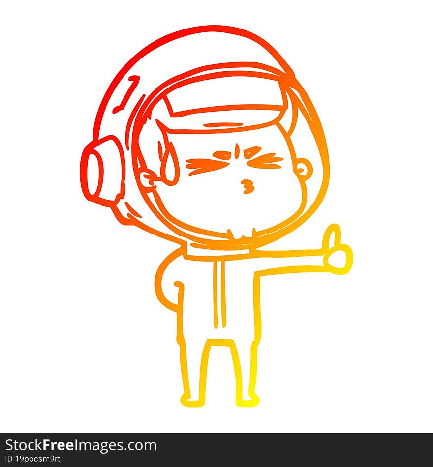 warm gradient line drawing cartoon stressed astronaut