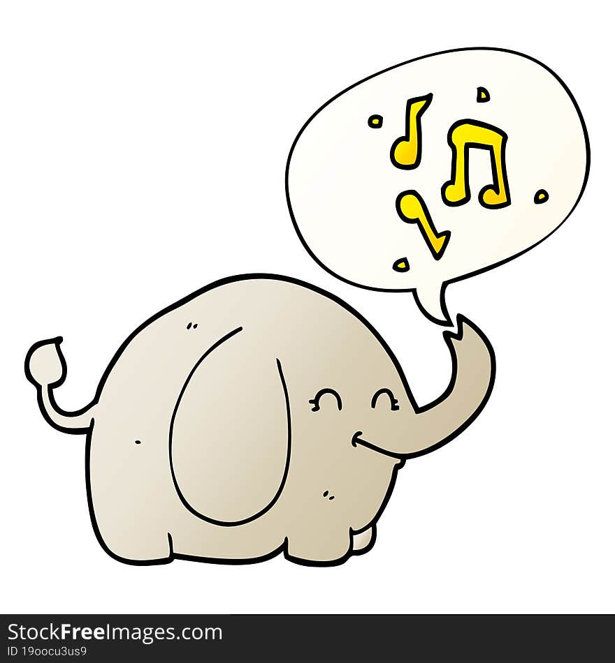 cartoon trumpeting elephant and speech bubble in smooth gradient style