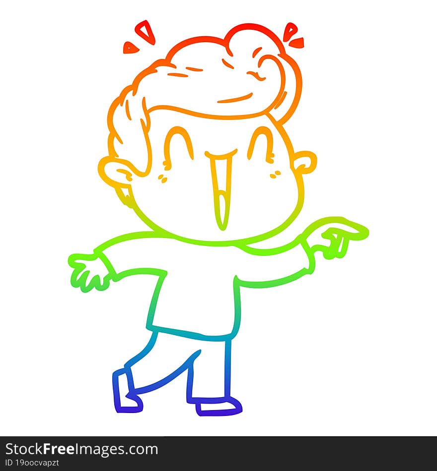 Rainbow Gradient Line Drawing Cartoon Excited Man