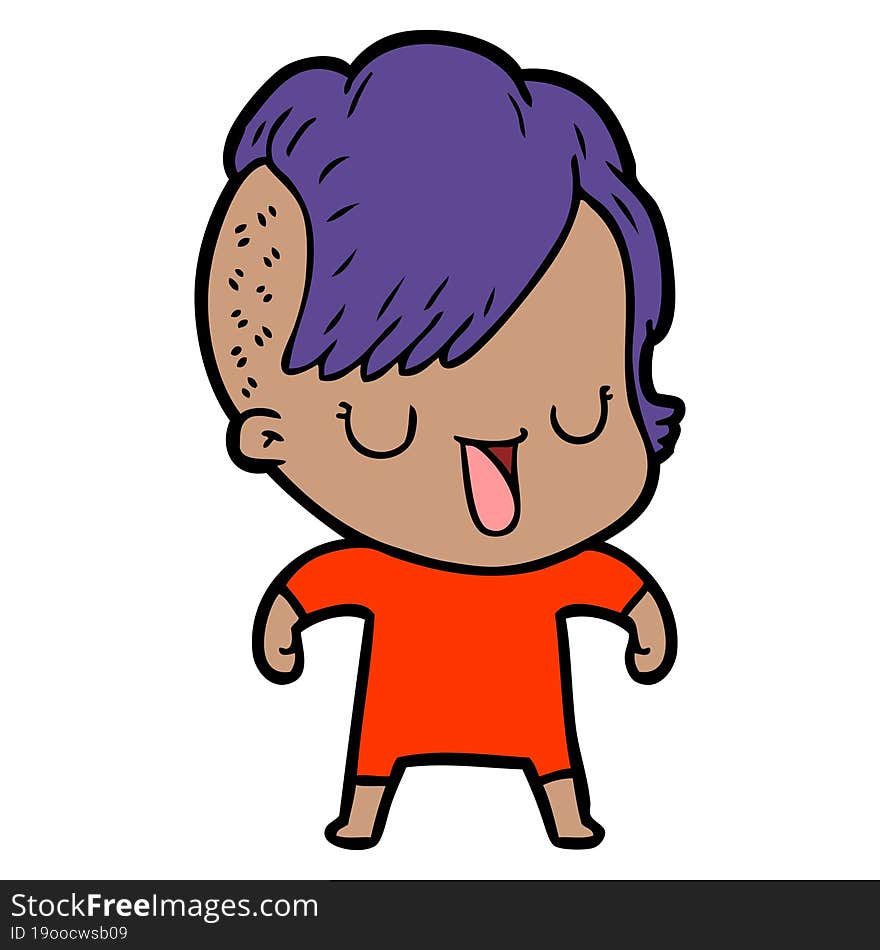 cute cartoon girl with hipster haircut. cute cartoon girl with hipster haircut