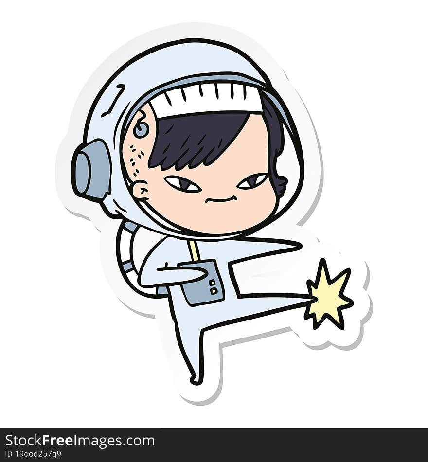 sticker of a cartoon astronaut woman