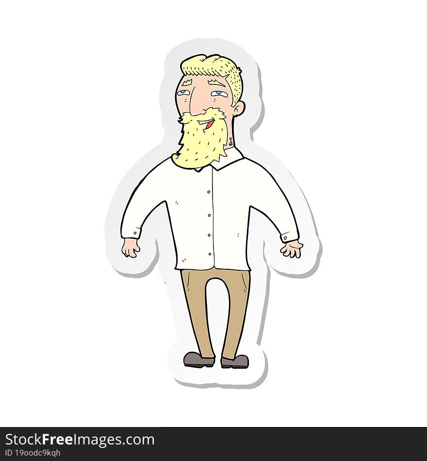 Sticker Of A Cartoon Happy Man With Beard