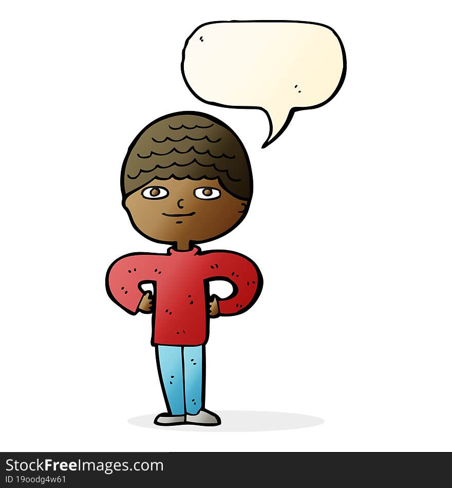 cartoon proud man with speech bubble