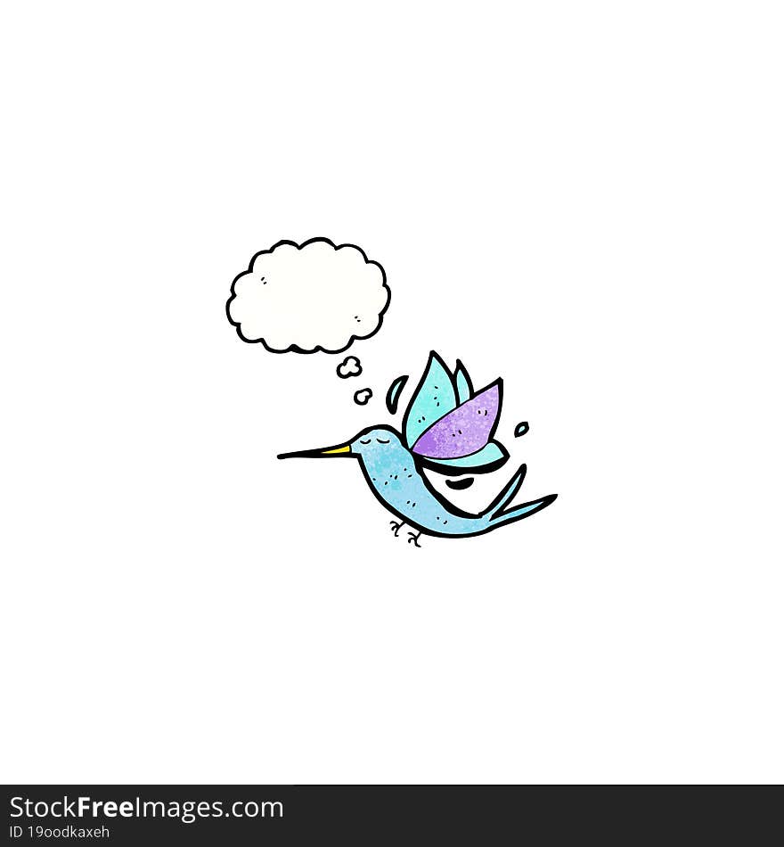 cartoon hummingbird with thought bubble