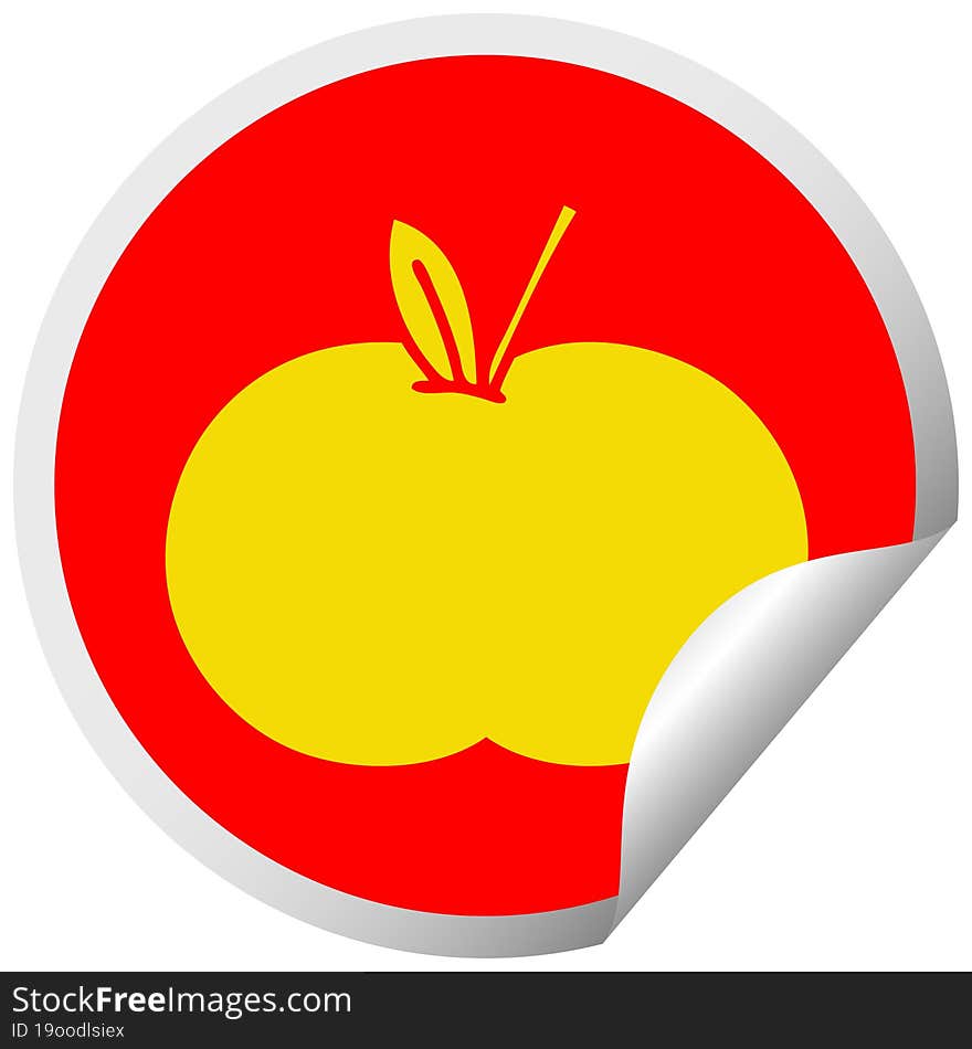 circular peeling sticker cartoon juicy apple