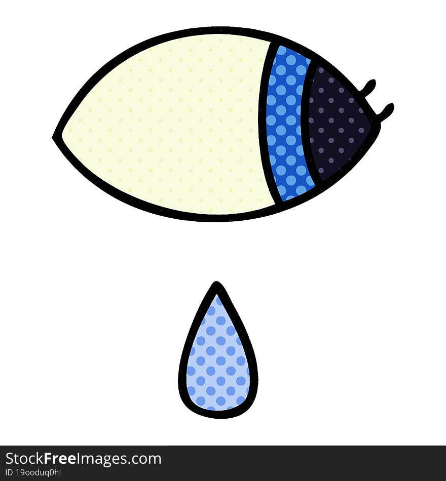 comic book style cartoon crying eye looking to one side