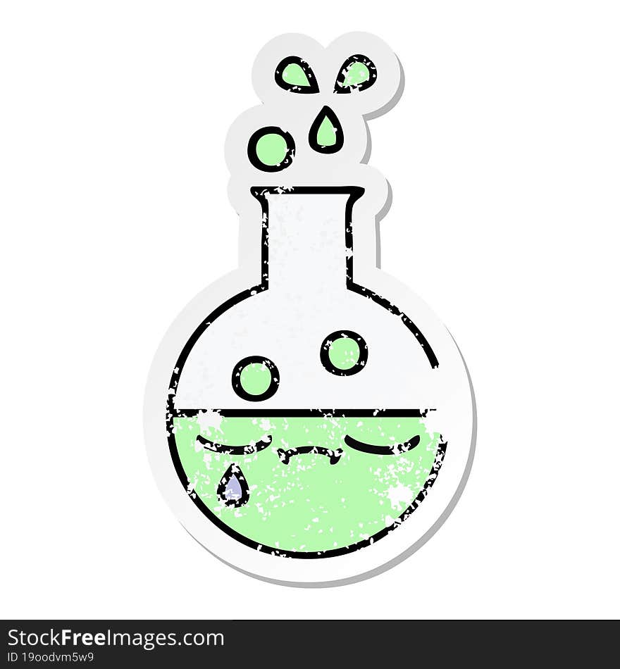 distressed sticker of a cute cartoon test tube