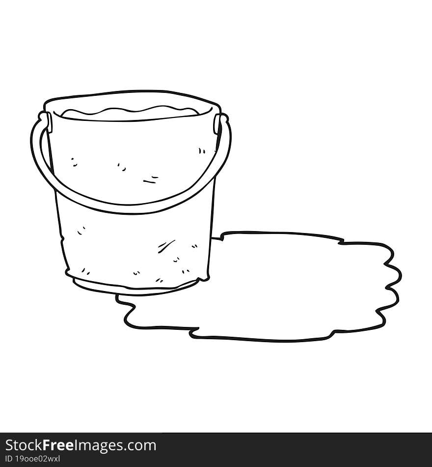 black and white cartoon bucket of water