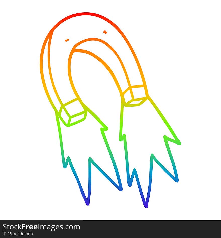 rainbow gradient line drawing cartoon magnet