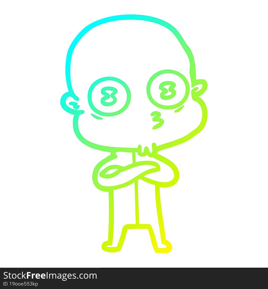 cold gradient line drawing cartoon weird bald spaceman