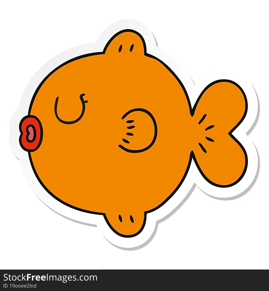 sticker of a quirky hand drawn cartoon fish