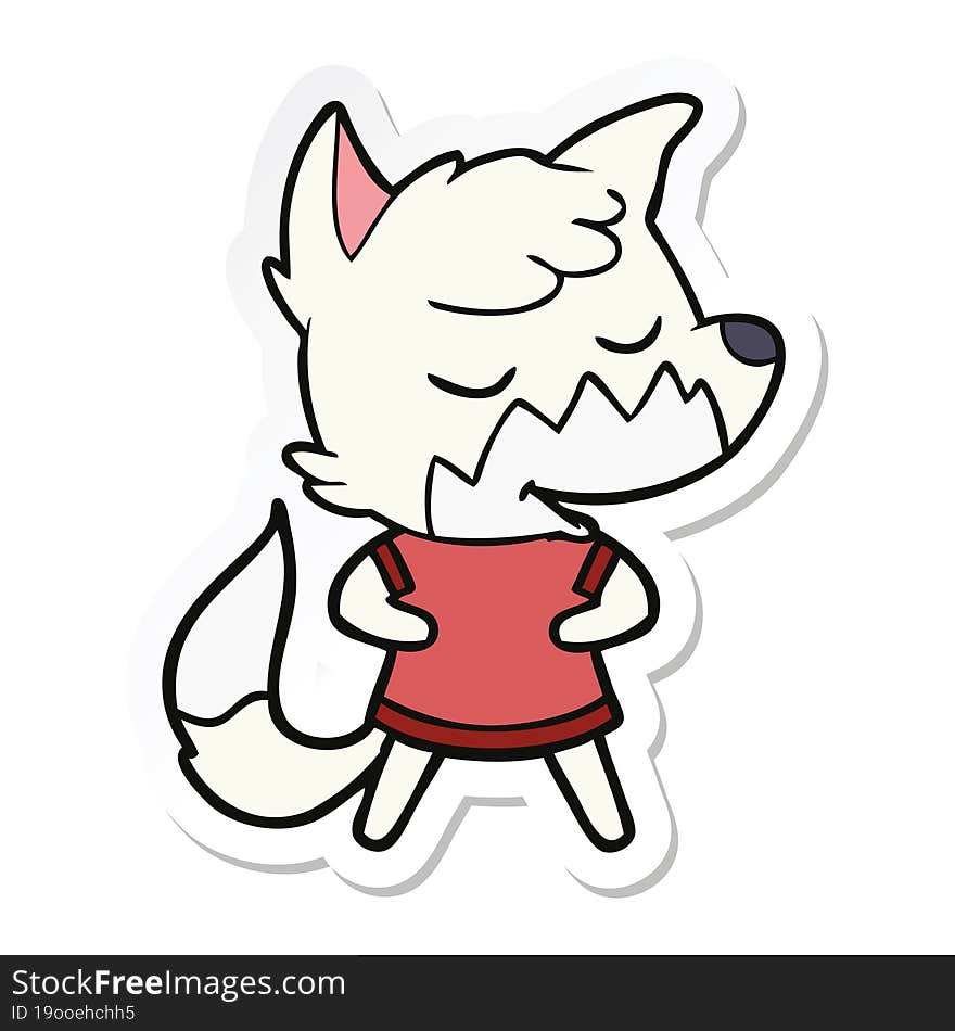 sticker of a friendly cartoon fox