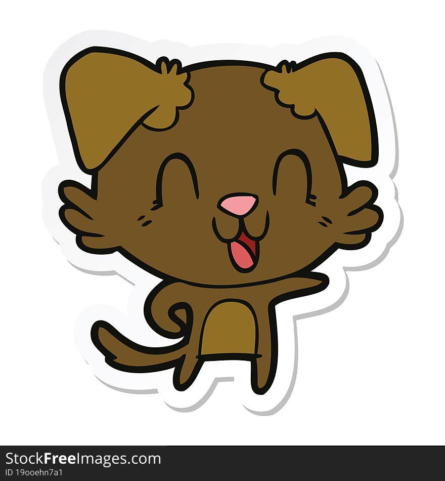 sticker of a laughing cartoon dog