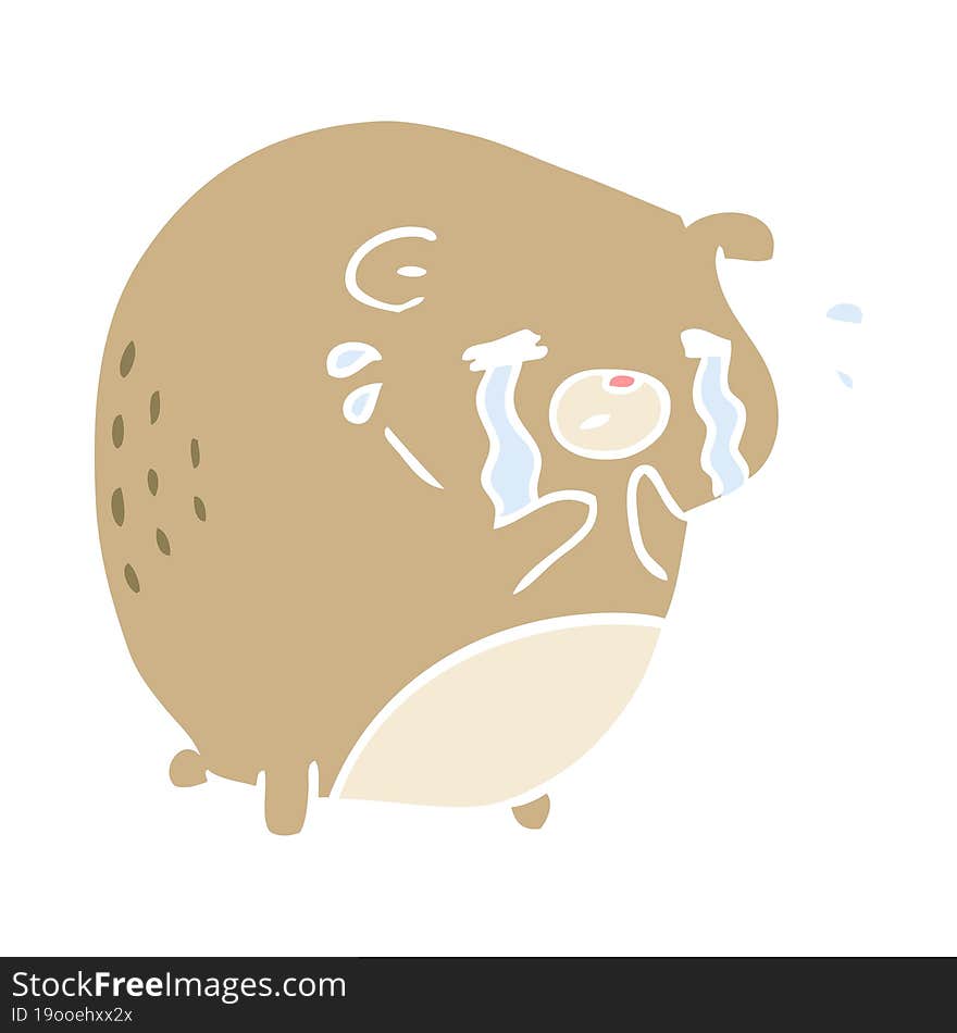 flat color style cartoon crying bear