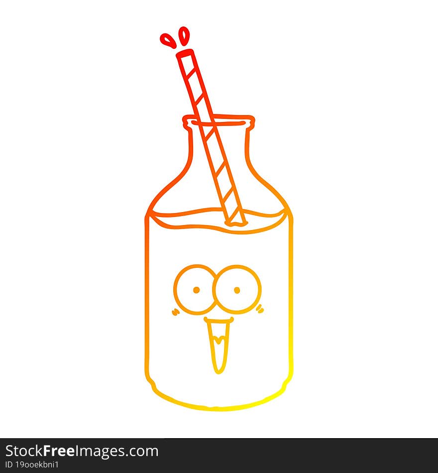 Warm Gradient Line Drawing Happy Carton Milk Bottle With Straw