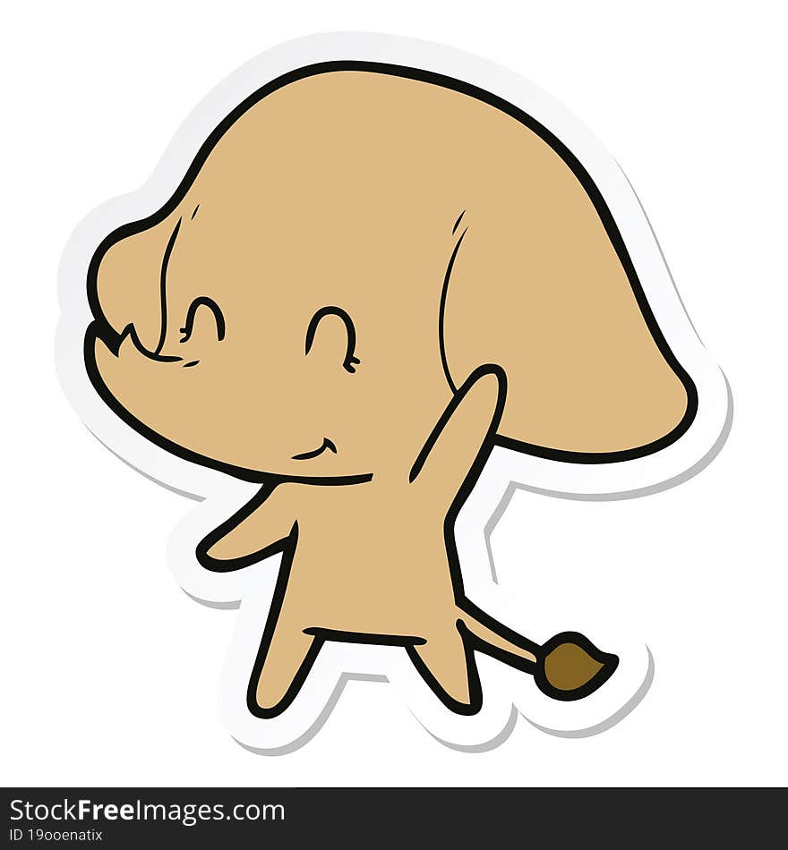 Sticker Of A Cute Cartoon Elephant