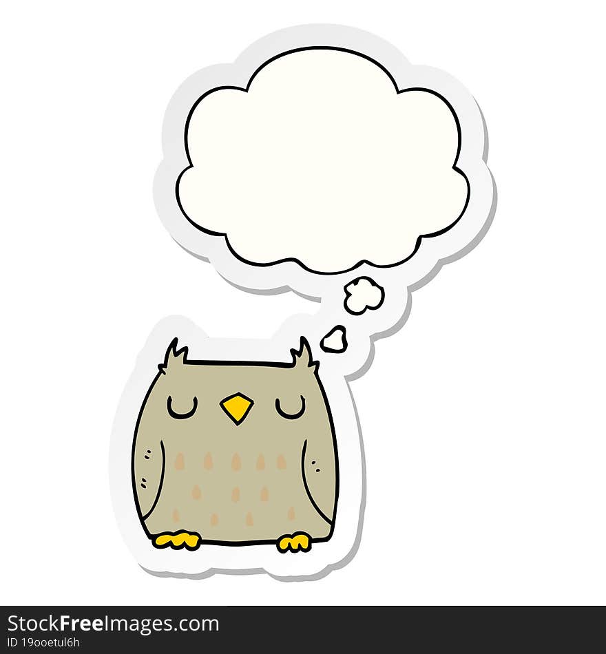 Cute Cartoon Owl And Thought Bubble As A Printed Sticker