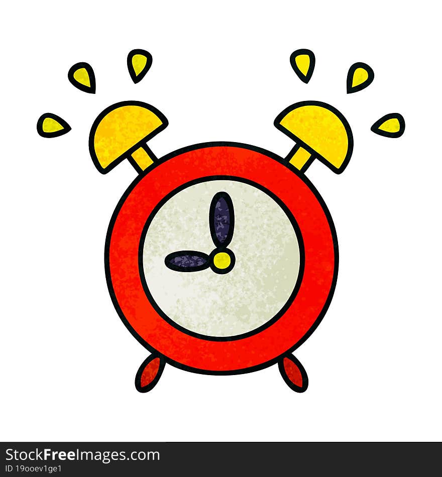 retro grunge texture cartoon of a ringing alarm clock