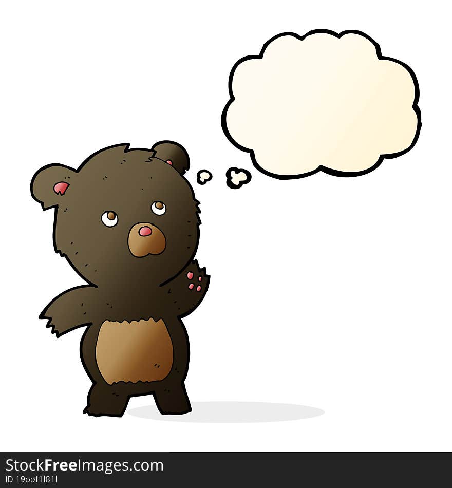 Cartoon Curious Black Bear With Thought Bubble