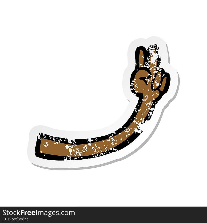 retro distressed sticker of a cartoon arm