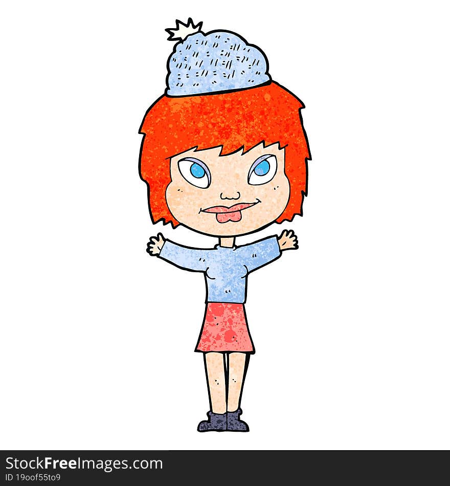 Cartoon Woman Wearing Hat