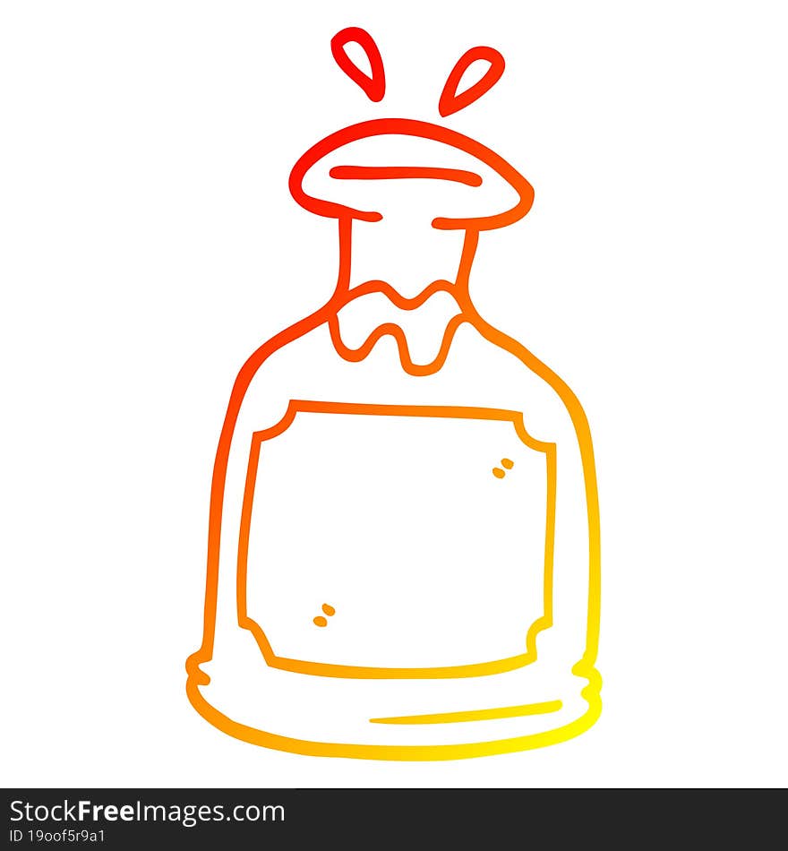 warm gradient line drawing of a cartoon glass decanter