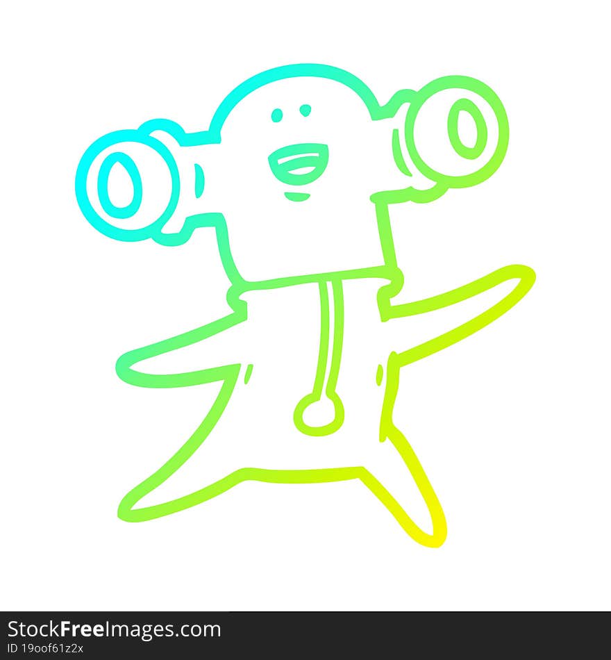 cold gradient line drawing friendly cartoon alien