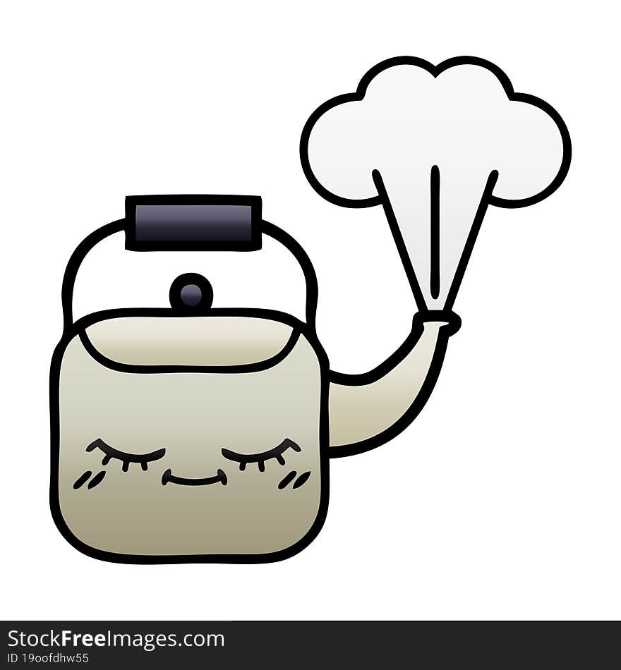 gradient shaded cartoon steaming kettle