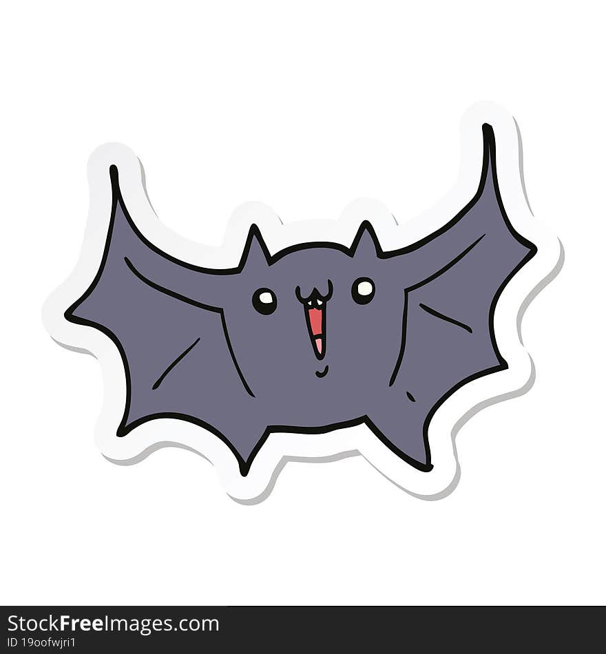 sticker of a cartoon happy vampire bat