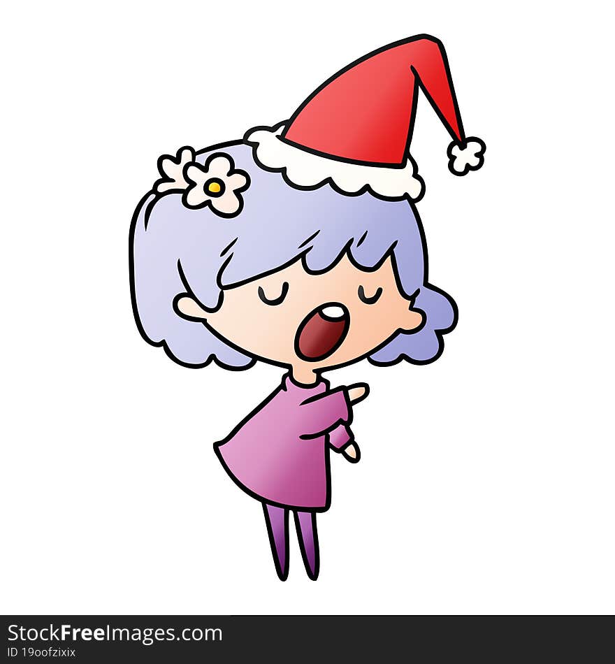 hand drawn christmas gradient cartoon of kawaii girl