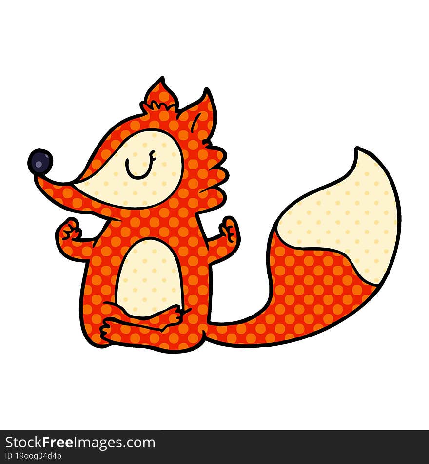 cartoon fox meditating. cartoon fox meditating