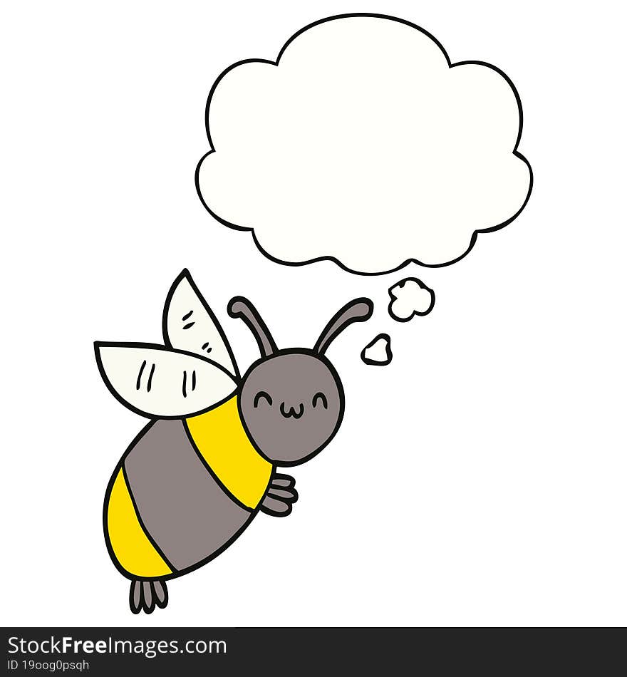 cute cartoon bee and thought bubble