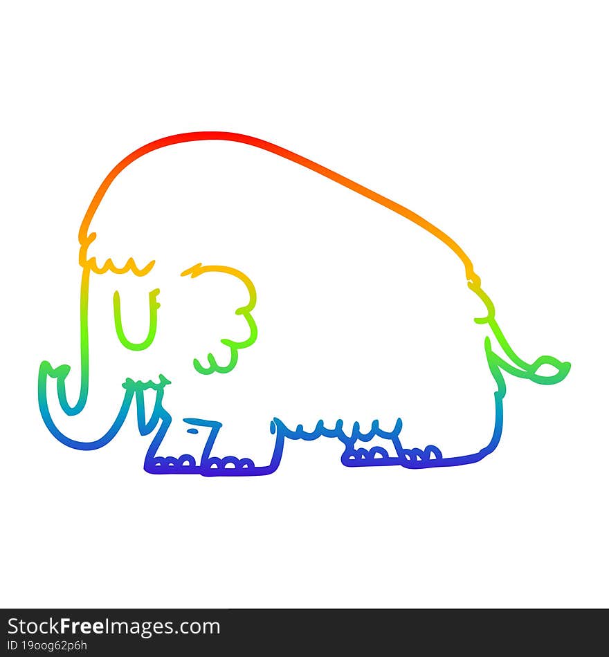 rainbow gradient line drawing cartoon mammoth