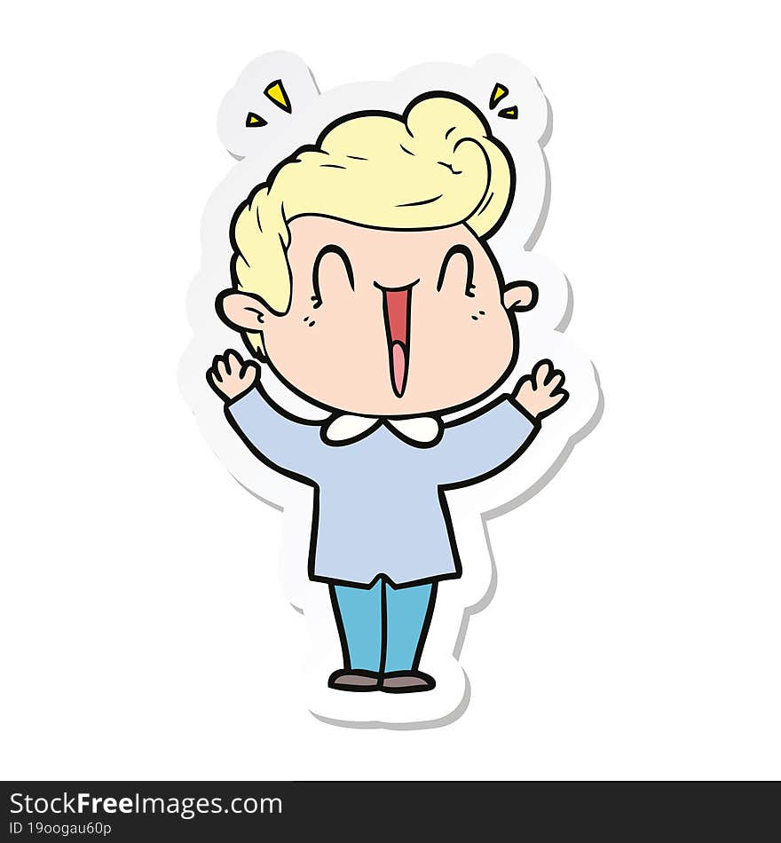 Sticker Of A Cartoon Excited Man