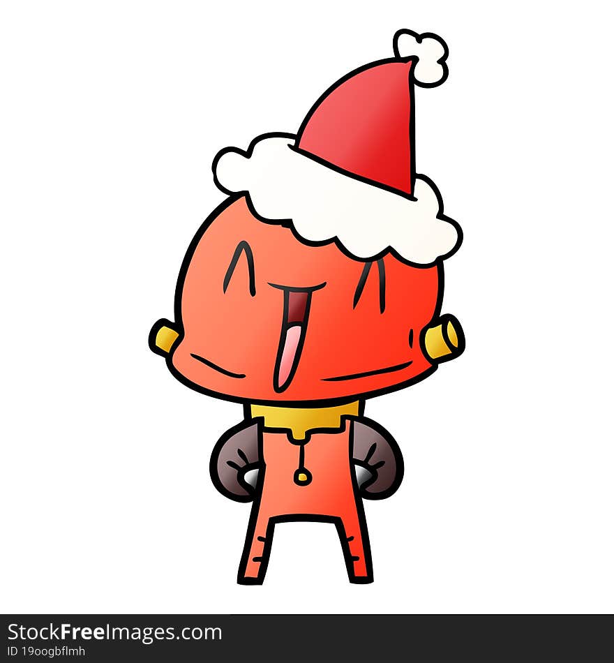 gradient cartoon of a robot wearing santa hat