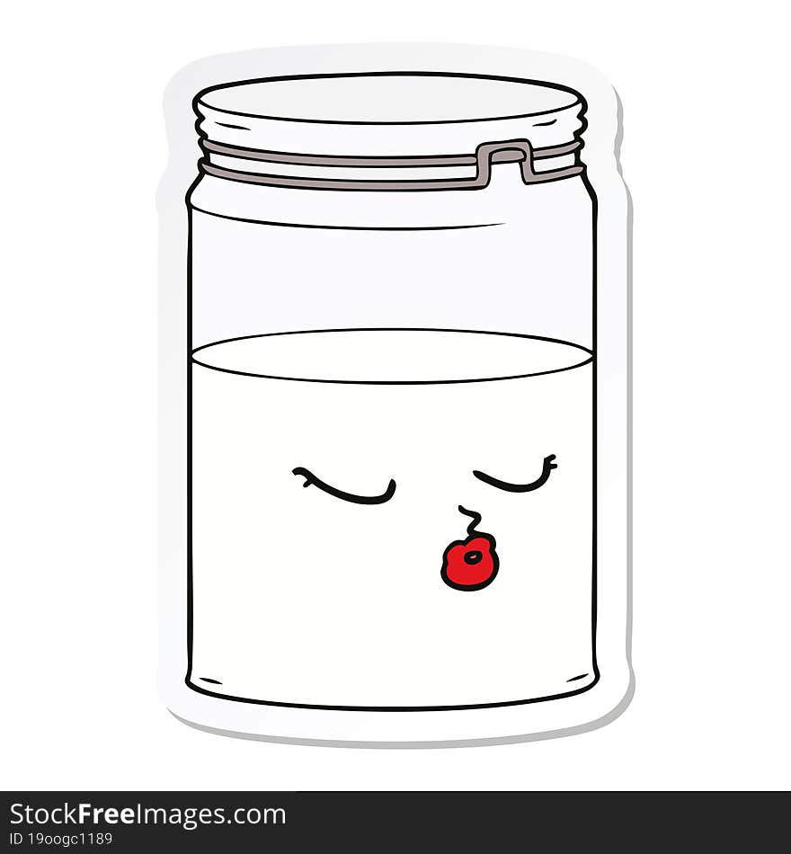 Sticker Of A Cartoon Glass Jar