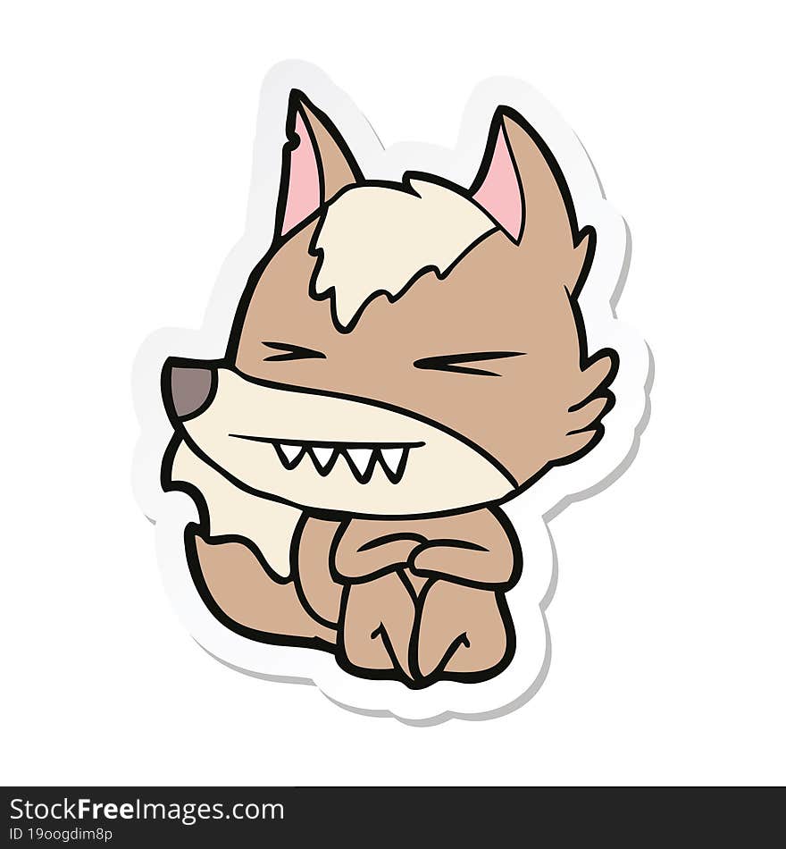 sticker of a angry wolf cartoon