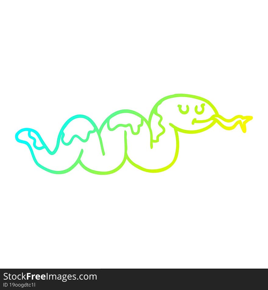 cold gradient line drawing cartoon snake