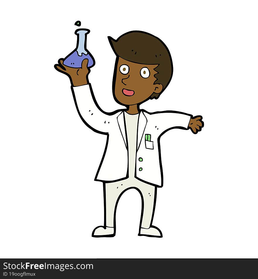 cartoon happy scientist