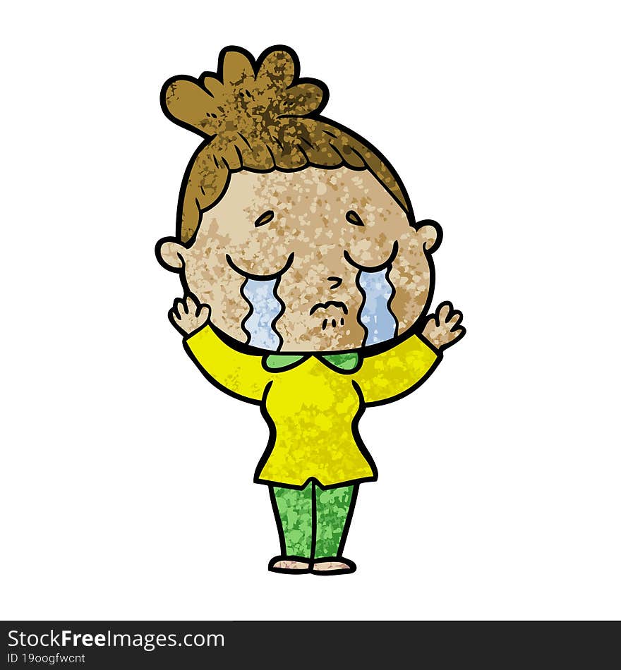 cartoon crying woman. cartoon crying woman