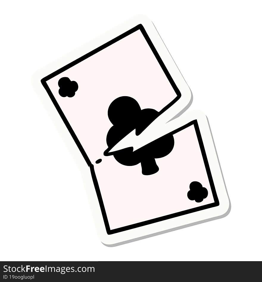 Tattoo Style Sticker Of A Torn Card