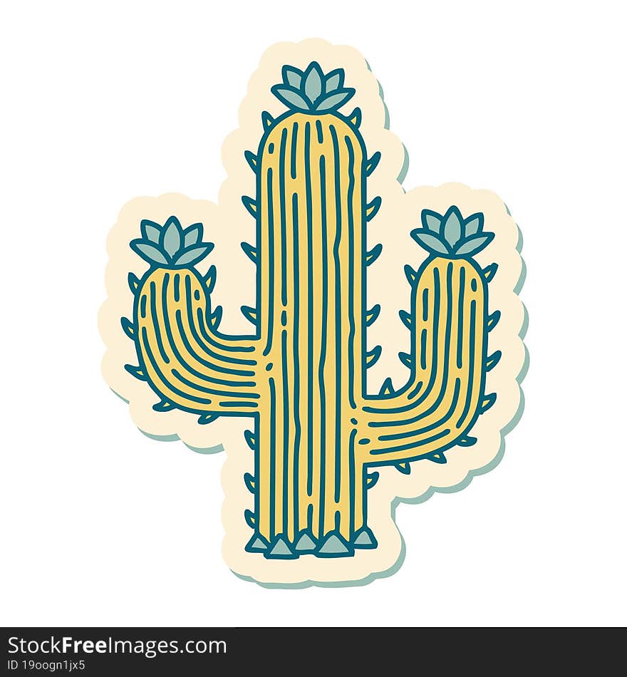 tattoo style sticker of a cactus