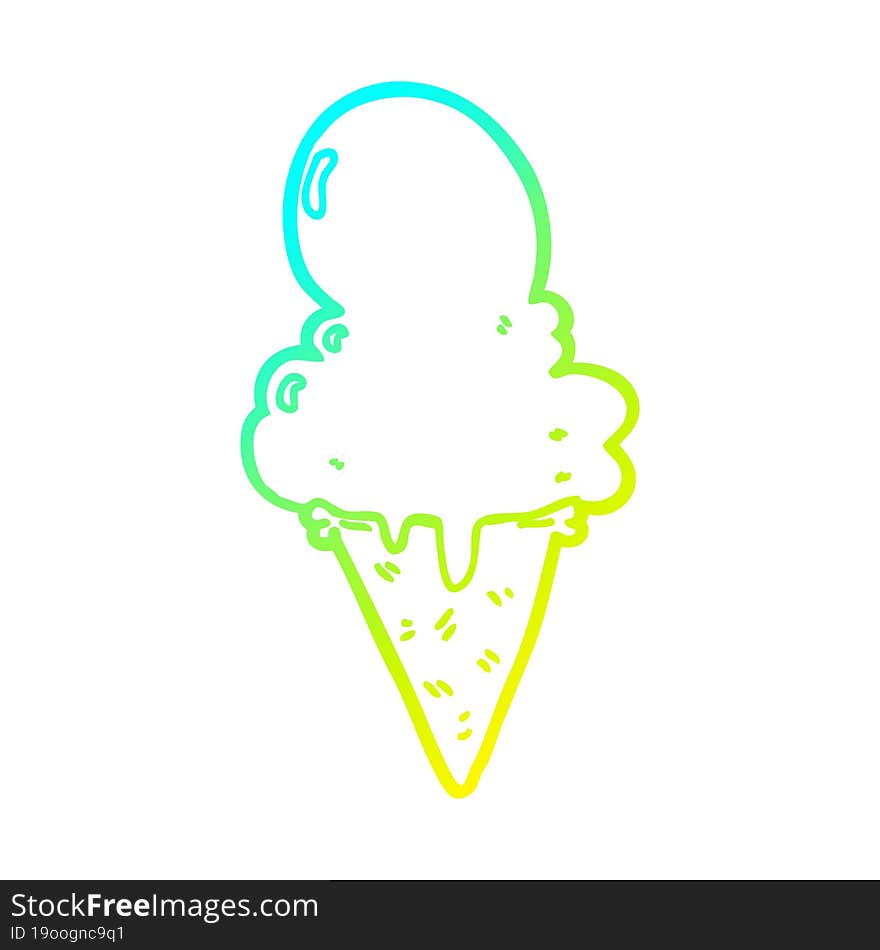 cold gradient line drawing cartoon ice cream