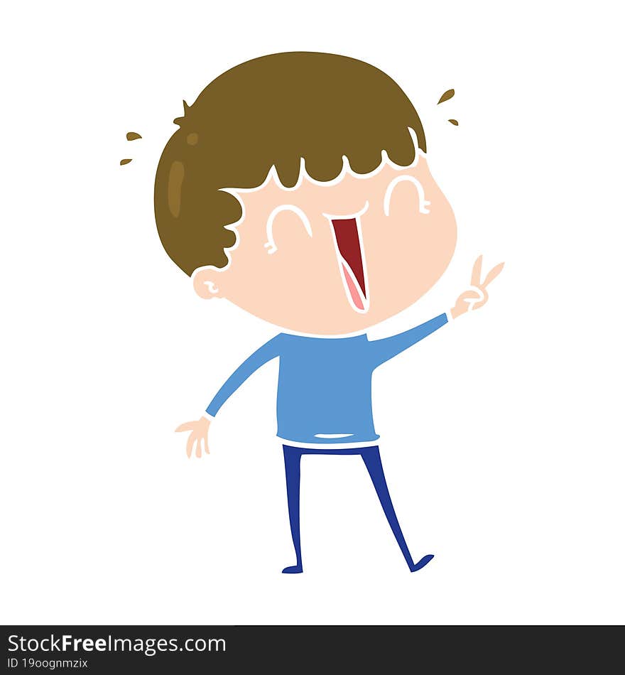 laughing flat color style cartoon man