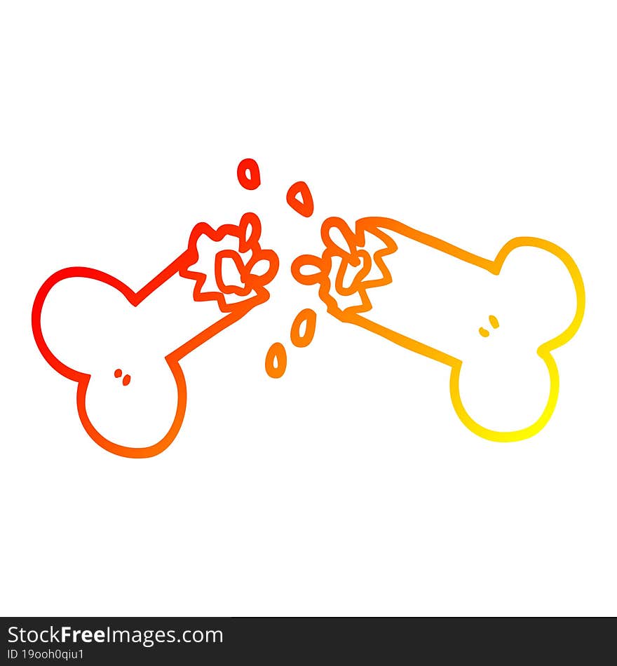 warm gradient line drawing cartoon snapped bone