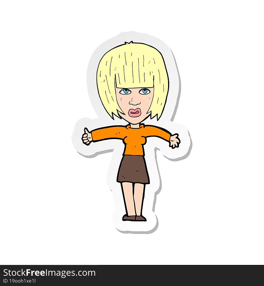 sticker of a cartoon annoyed woman