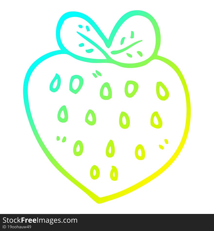 Cold Gradient Line Drawing Cartoon Strawberry Fr