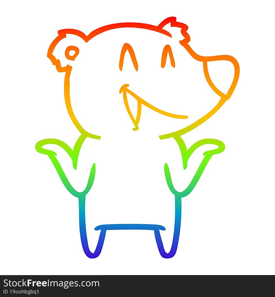 rainbow gradient line drawing laughing bear cartoon