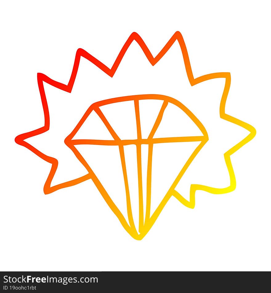 warm gradient line drawing cartoon shining diamond