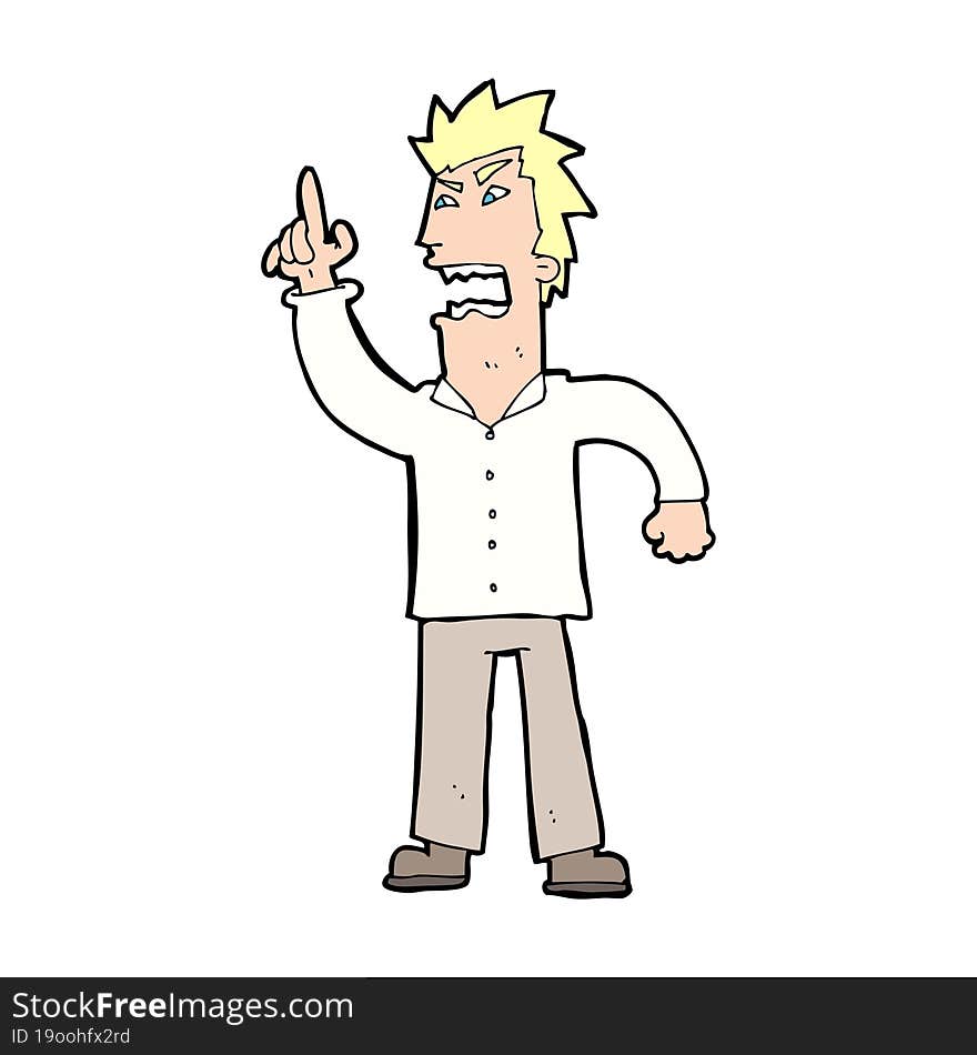 Cartoon Angry Man Making Point